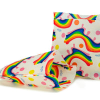 Sandwich bags, reusable beeswax. Rainbow pattern on a white background