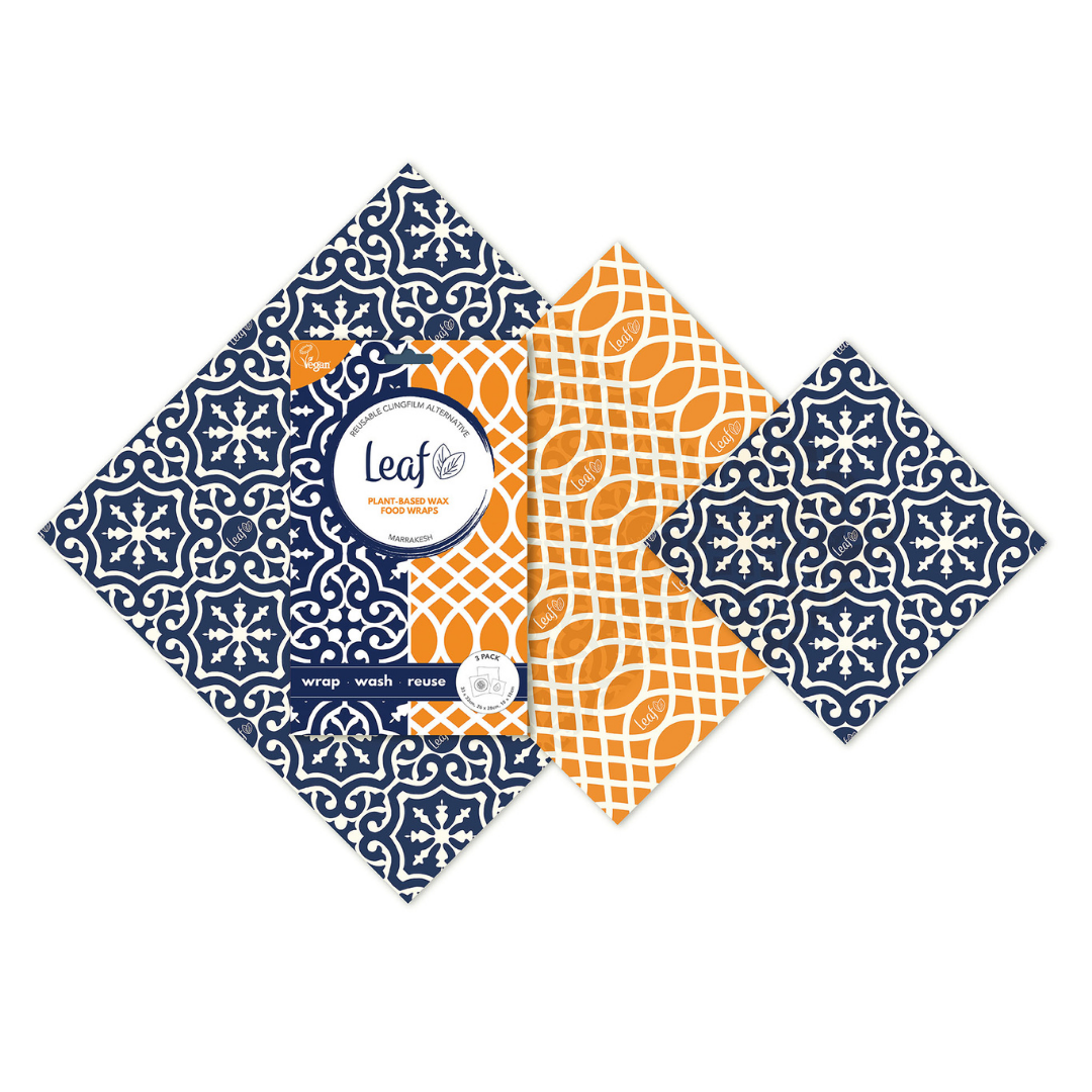 Vegan Certified Wax Food Wraps (Marrakesh) 3 pack of mixed sizes