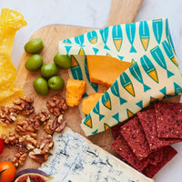 Beeswax Food Wraps (Sardines) keeping cheeses fresh