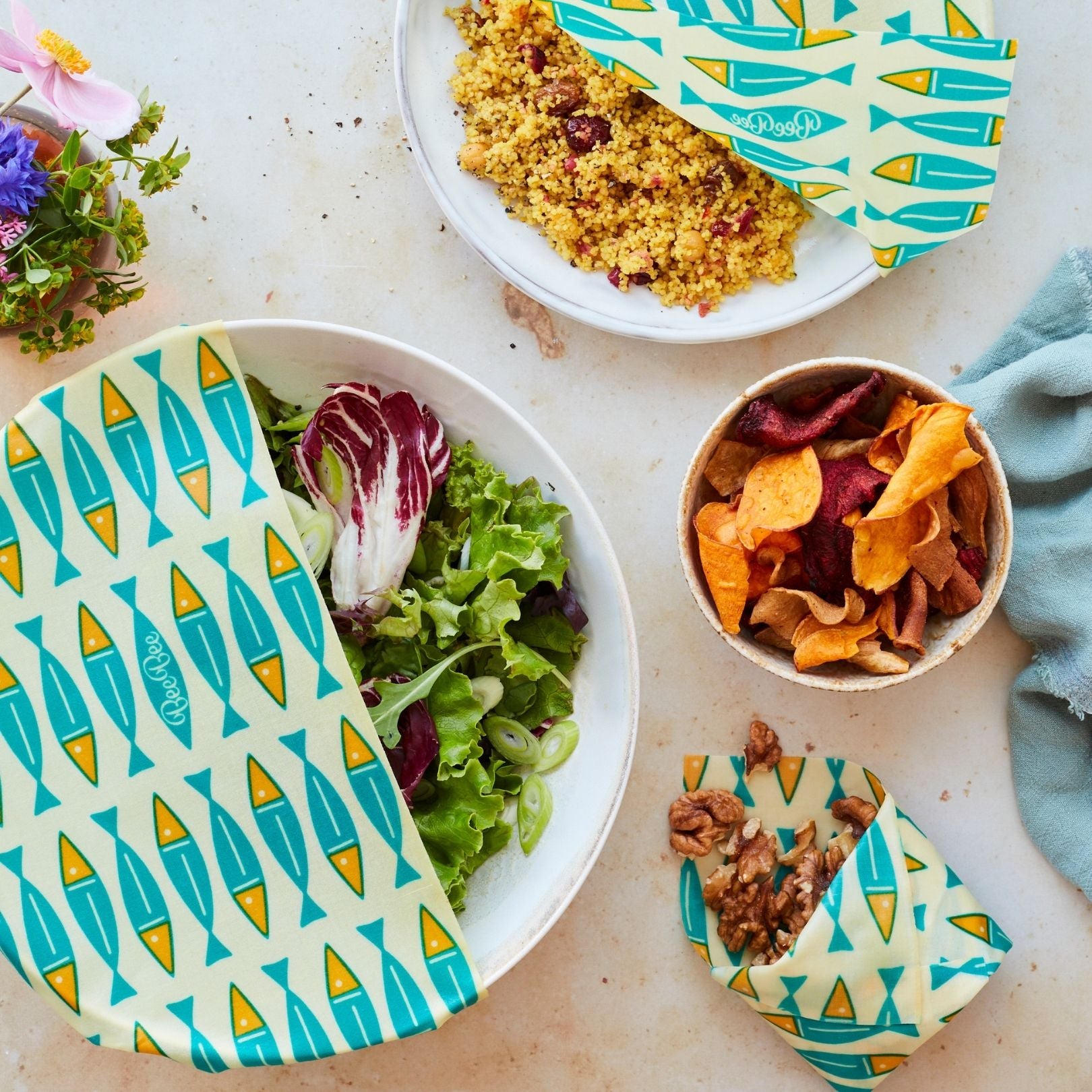 Beeswax Food Wraps Sardines Pack of 3