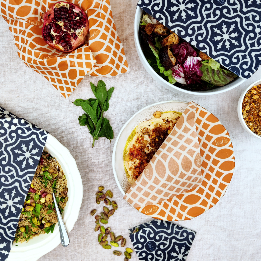 Vegan Certified Wax Food Wraps (Marrakesh) perfect plate and bowl covers