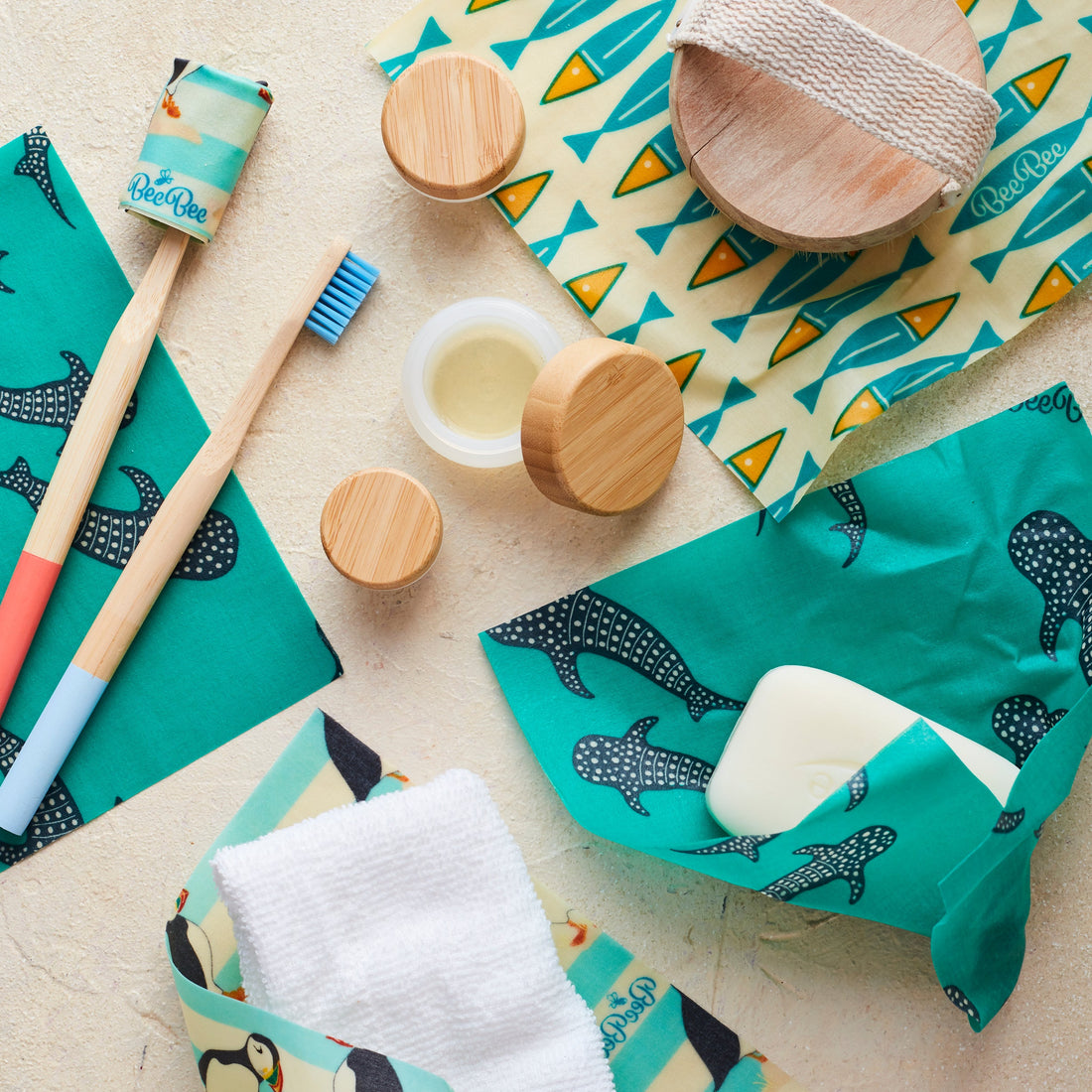 Beeswax Food Wraps (Ocean - Teeny 5 Pack)