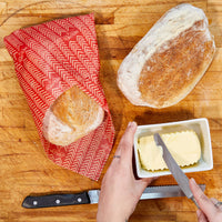 Beeswax Food Wraps (Chevron) keeping bread fresh