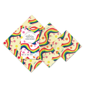 Beeswax Food Wraps (Rainbow Pack of 3)