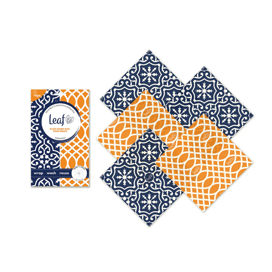 Vegan Certified Wax Food Wraps (Marrakesh) tiny 5 pack