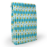 Beeswax Wrap Bread Bag with gusset in Sardine pattern organic cotton