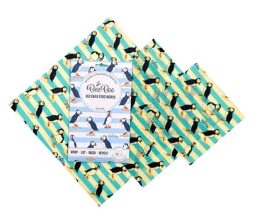 Beeswax Food Wraps (Puffin) 3 pack of mixed sizes