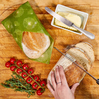 Beeswax Food Wraps (Dandelion Clocks) keeping bread fresh